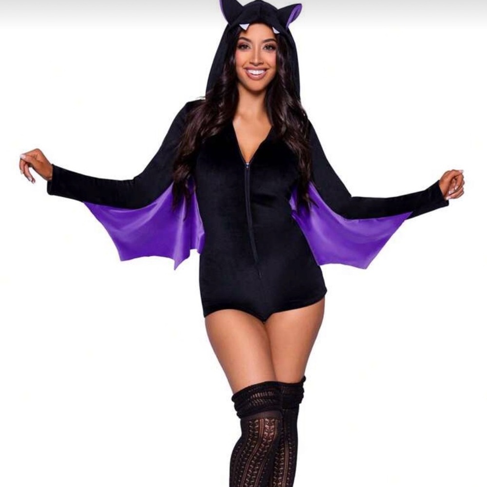 Bat Costume with Hood - Black and Purple